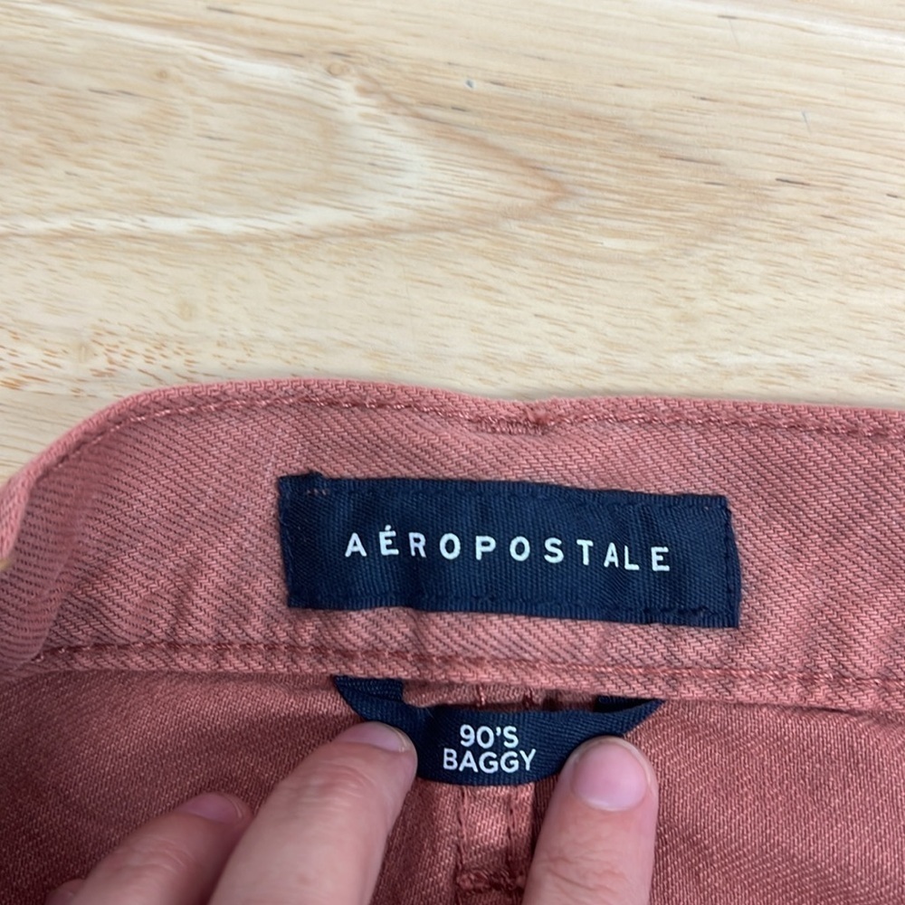 Aeropostale - Distressed Dark Pink 90s Baggy High Waisted Jean Size 2Regular - Picture 8 of 13